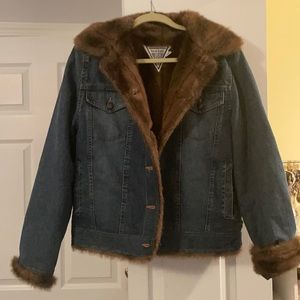 Faux Fur Denim Jacket size Medium